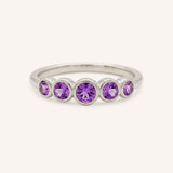 Bonneau Five Stone Amethyst Bezel Ring