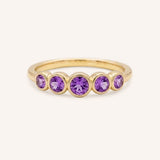 Bonneau Five Stone Amethyst Bezel Ring