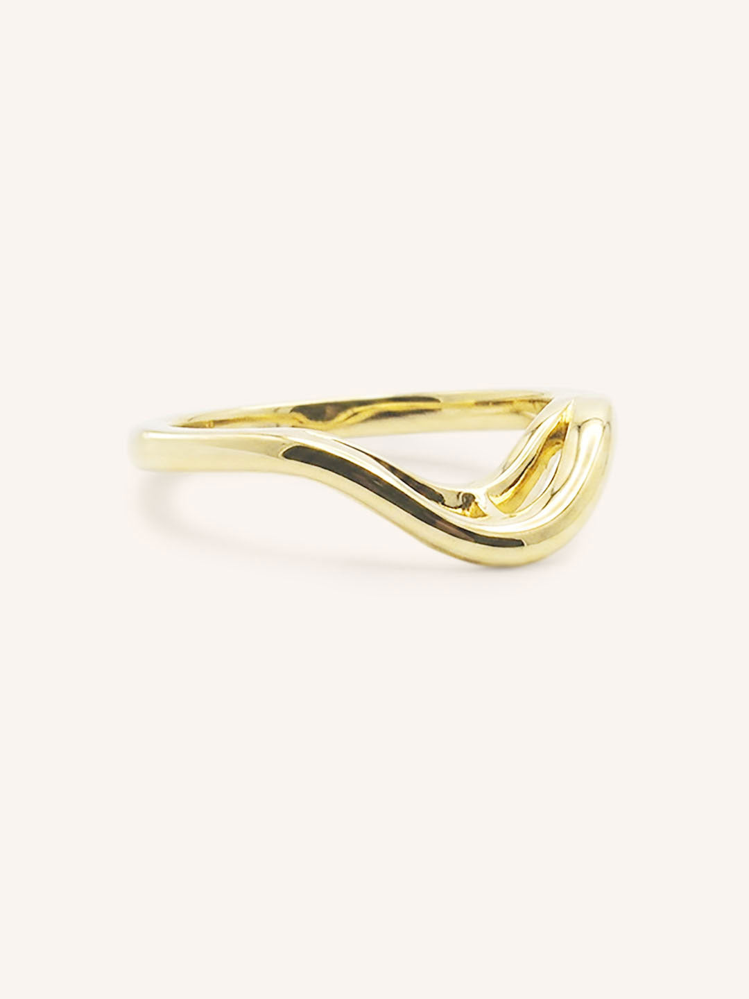 Yellow gold Chatham curved nesting ring side view 1 on white background