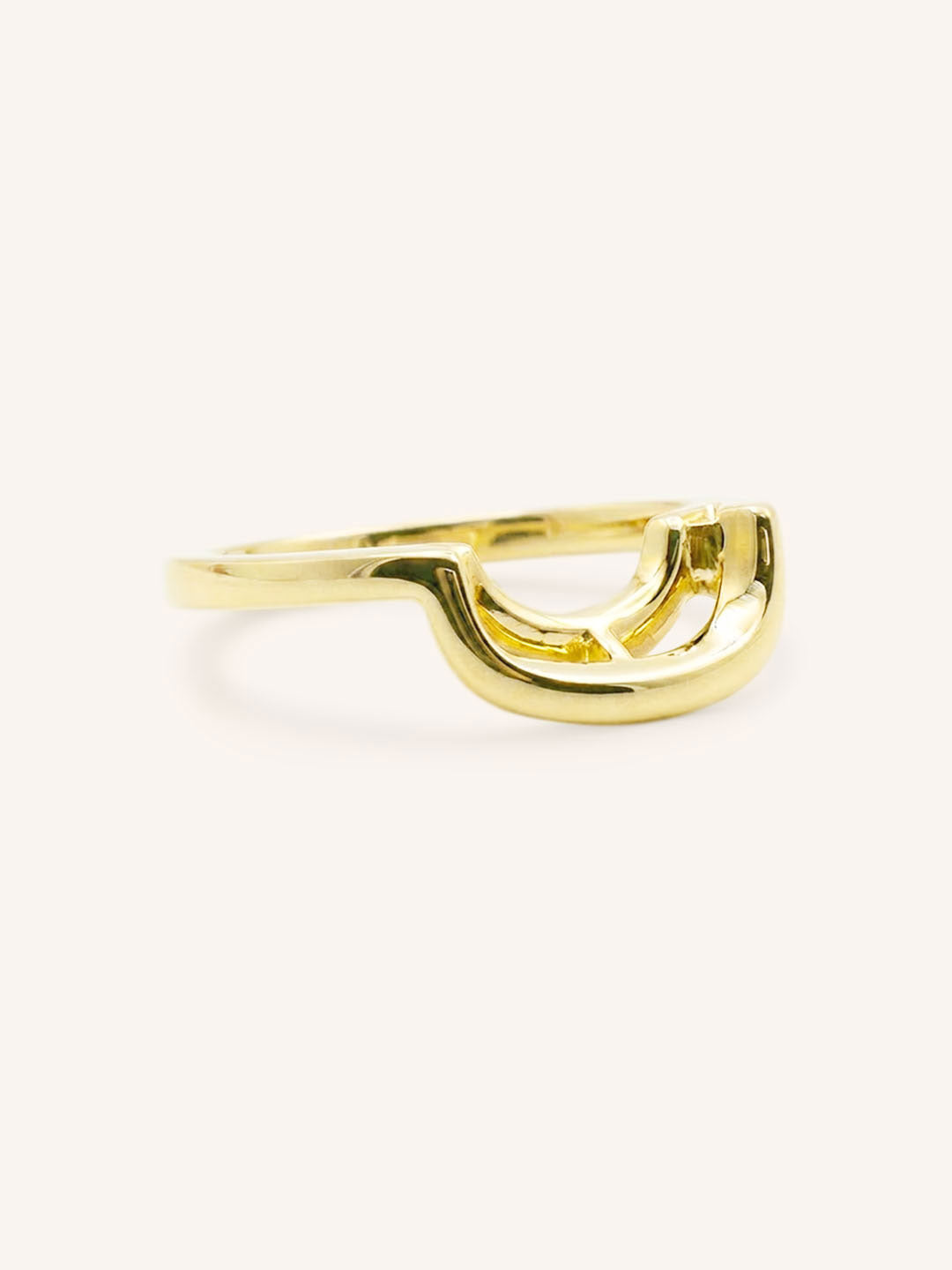 Yellow gold Chatham curved cushion nesting ring side view 1 on white background