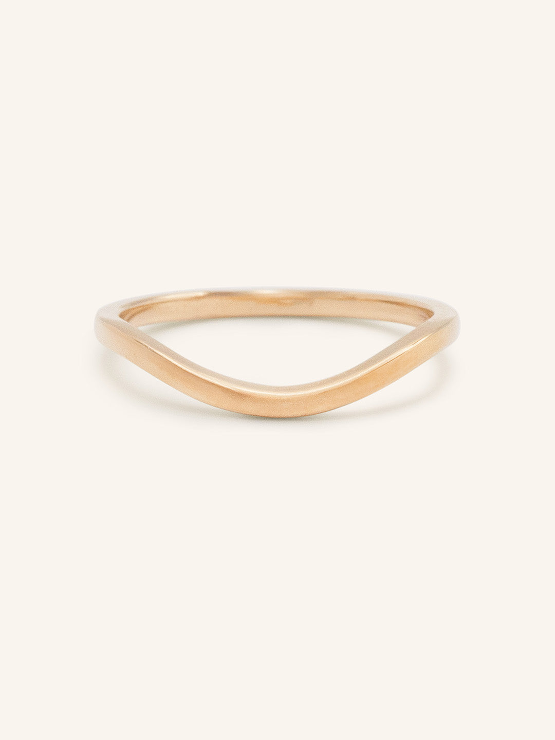 Rose gold Sylvan curved nesting ring front view on white background