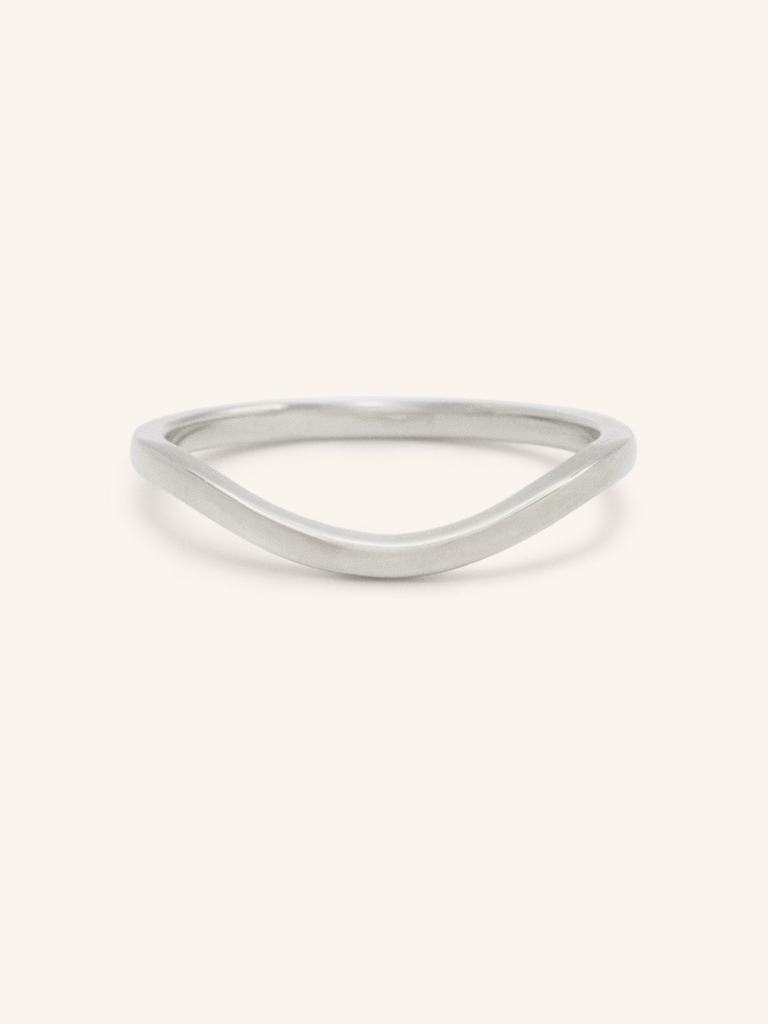 White gold Sylvan curved nesting ring front view on white background