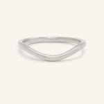 White gold Sylvan curved nesting ring front view on white background
