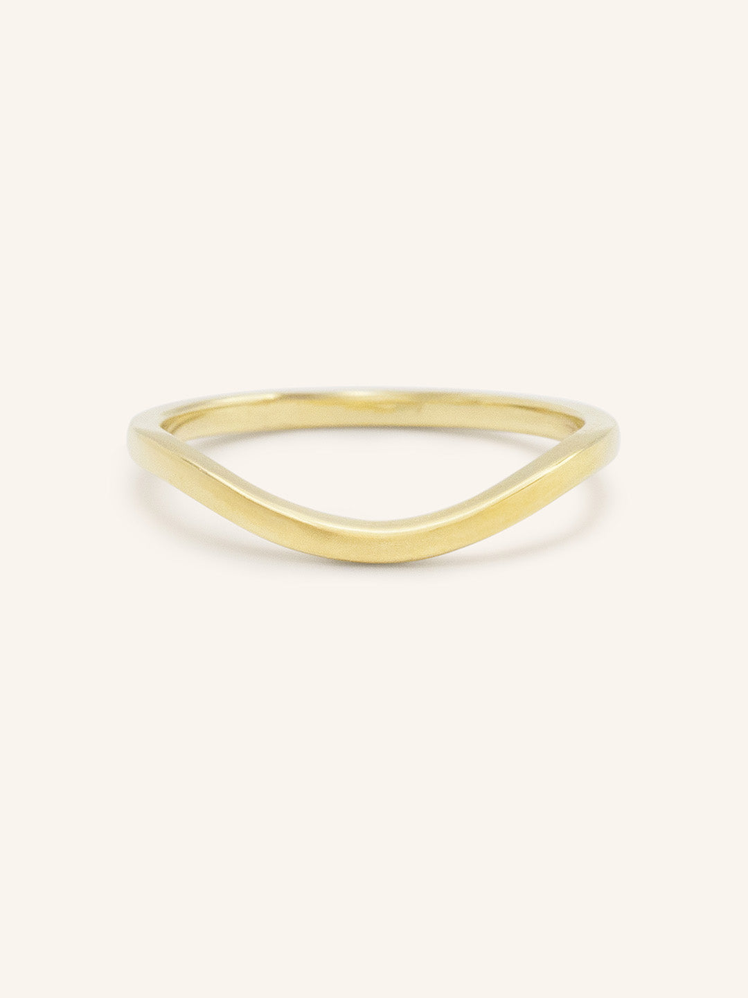 Yellow gold Sylvan curved nesting ring front view on white background