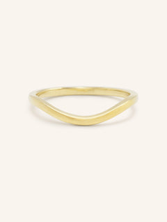 Yellow gold Sylvan curved nesting ring front view on white background