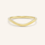 Yellow gold Sylvan curved nesting ring front view on white background