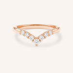 Rose Gold Sundown Graduated V Diamond Wedding Ring, front view, on white background