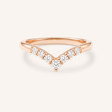 Rose Gold Sundown Graduated V Diamond Wedding Ring, front view, on white background