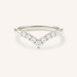 White Gold Sundown Graduated V Diamond Wedding Ring, front view, on white background