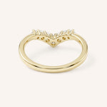 Yellow Gold Sundown Graduated V Diamond Wedding Ring, back view, on white background