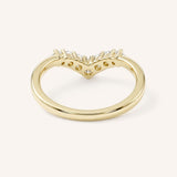 Yellow Gold Sundown Graduated V Diamond Wedding Ring, back view, on white background