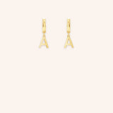 Initial "A" Huggie Earrings