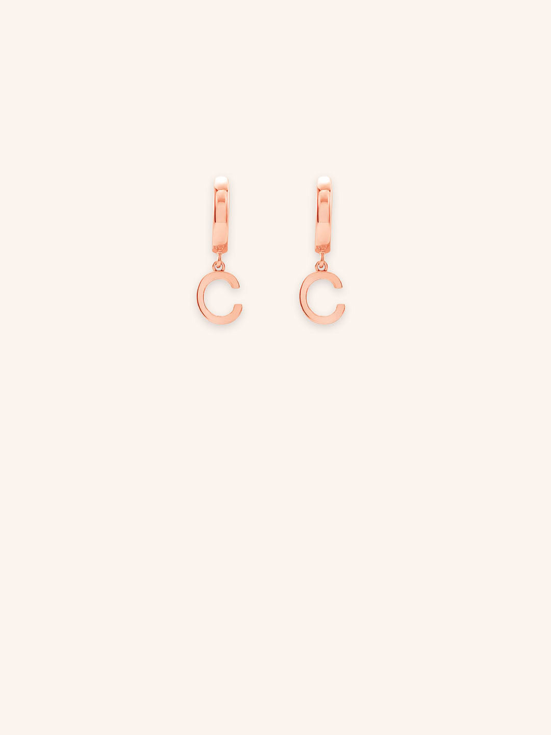 Initial "C" Huggie Earrings