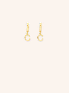 Initial "C" Huggie Earrings