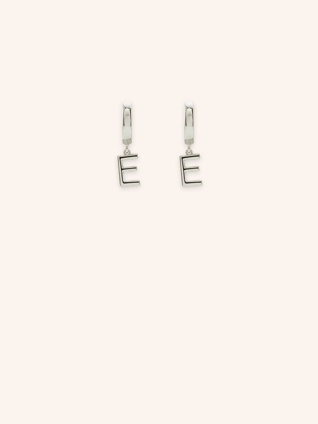 Initial "E" Huggie Earrings