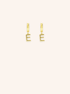 Initial "E" Huggie Earrings