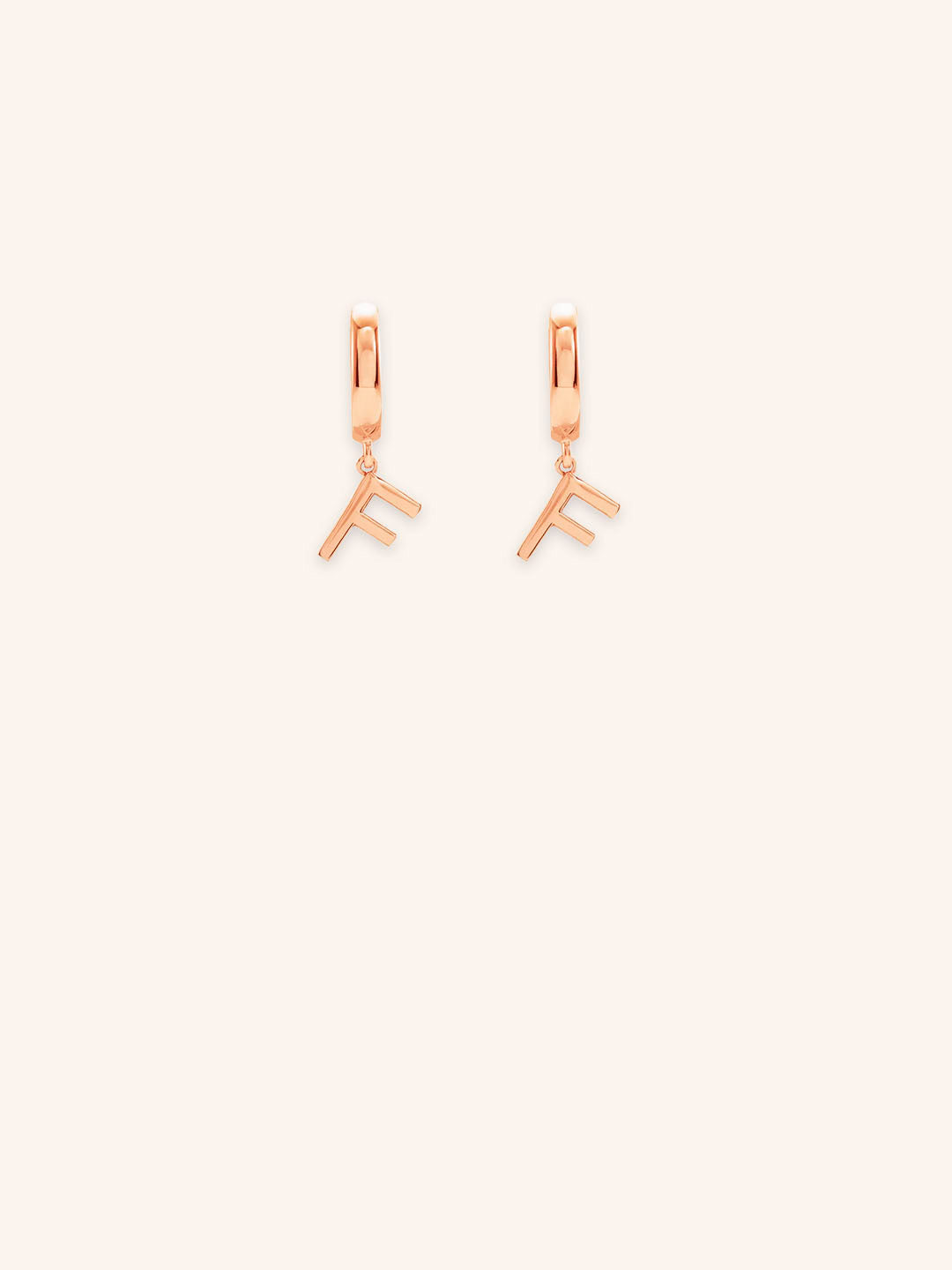 Initial "F" Huggie Earrings