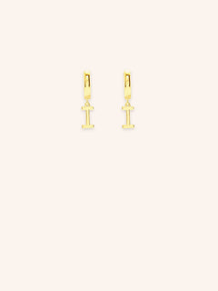 Initial "I" Huggie Earrings