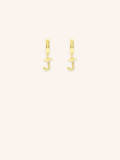 Initial "J" Huggie Earrings