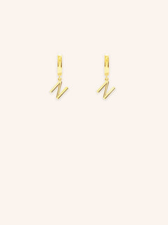 Initial "N" Huggie Earrings