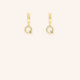 Initial "Q" Huggie Earrings