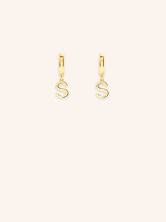 Initial "S" Huggie Earrings