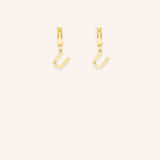 Initial "U" Huggie Earrings