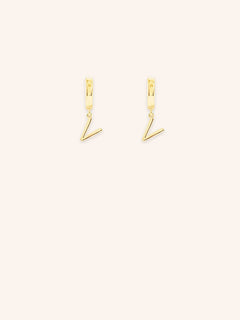 Initial "V" Huggie Earrings