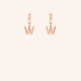 Initial "W" Huggie Earrings