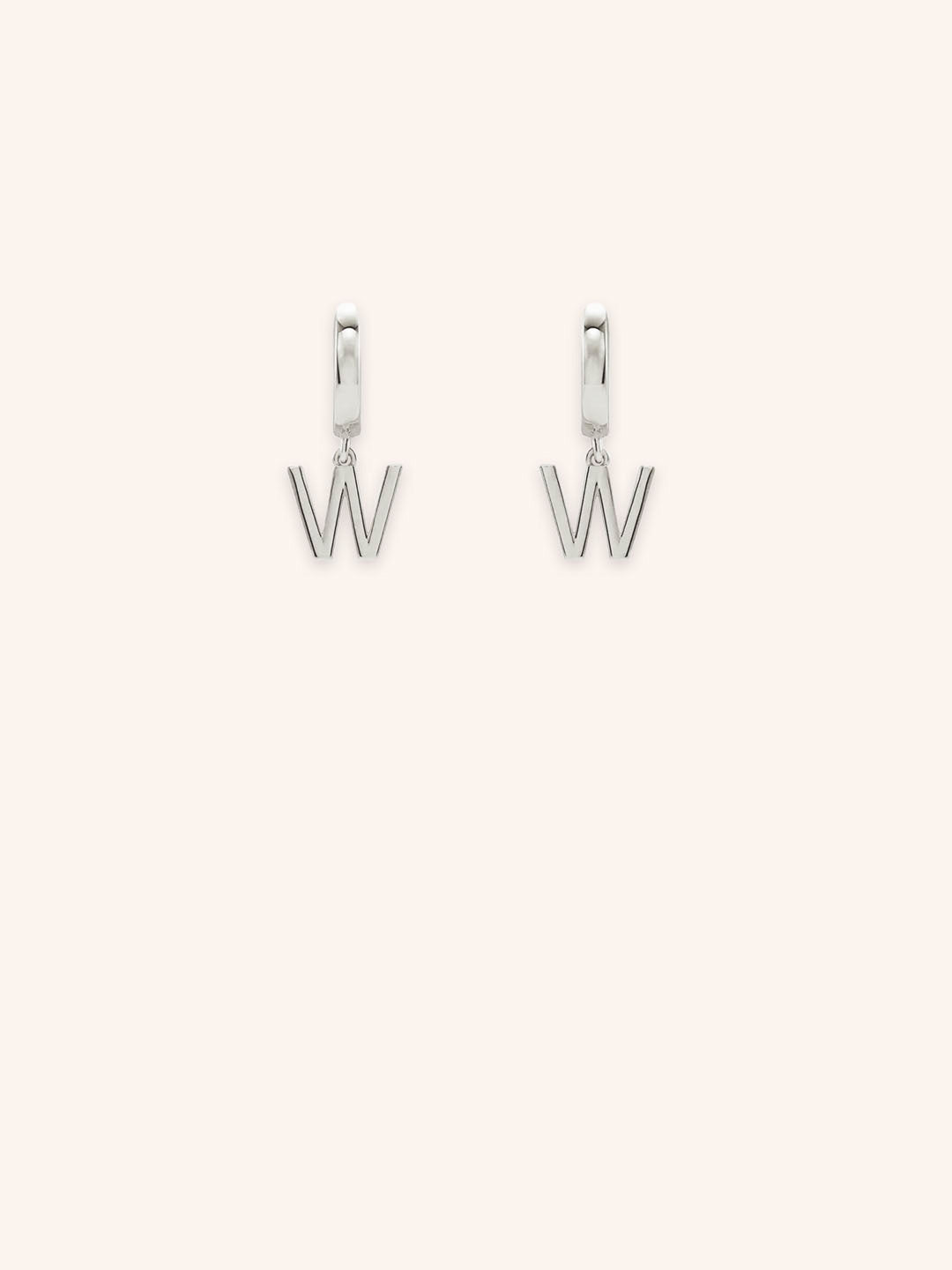 Initial "W" Huggie Earrings