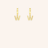 Initial "W" Huggie Earrings