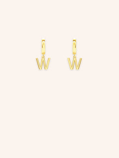 Initial "W" Huggie Earrings