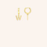 Initial "W" Huggie Earrings