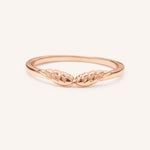 Rose gold Addison angel wings stackable ring, front view, on white background