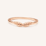 Rose gold Addison angel wings stackable ring, front view, on white background