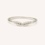 White gold Addison angel wings chevron stackable ring on white background