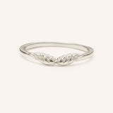 White gold Addison angel wings chevron stackable ring on white background