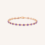 Rose Gold Evelyn Amethyst Tennis Bracelet on white background