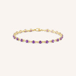 Yellow Gold Evelyn Amethyst Tennis Bracelet on white background