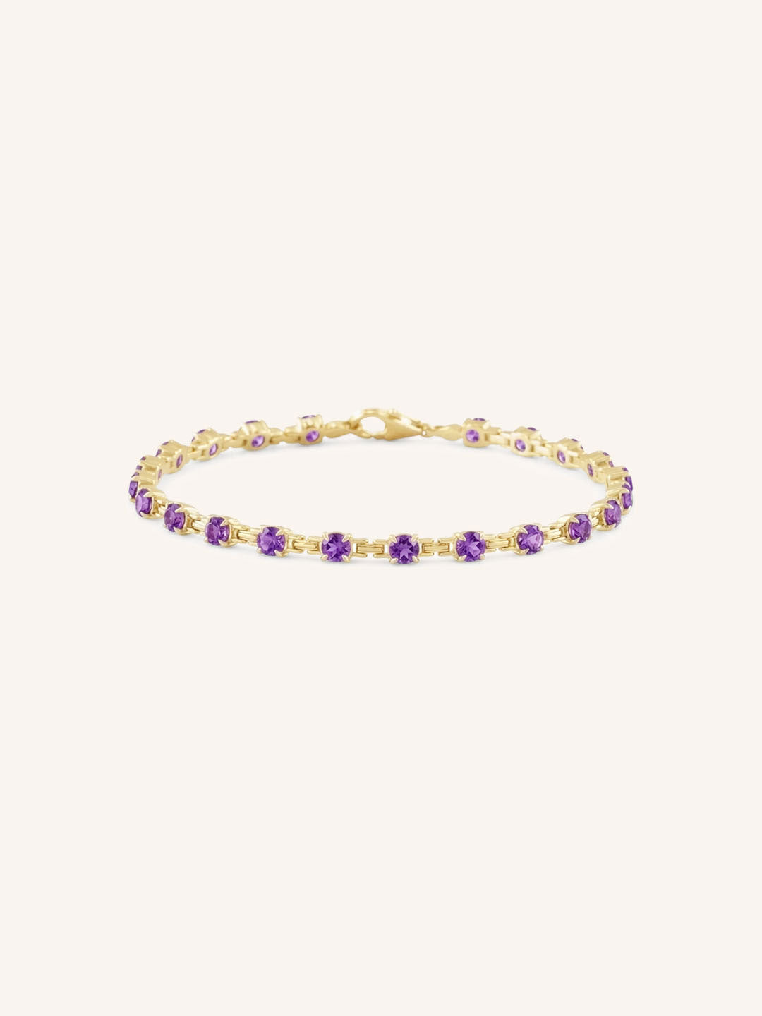 Yellow Gold Evelyn Amethyst Tennis Bracelet on white background