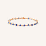 Rose Gold Evelyn Blue Sapphire Tennis Bracelet on white background