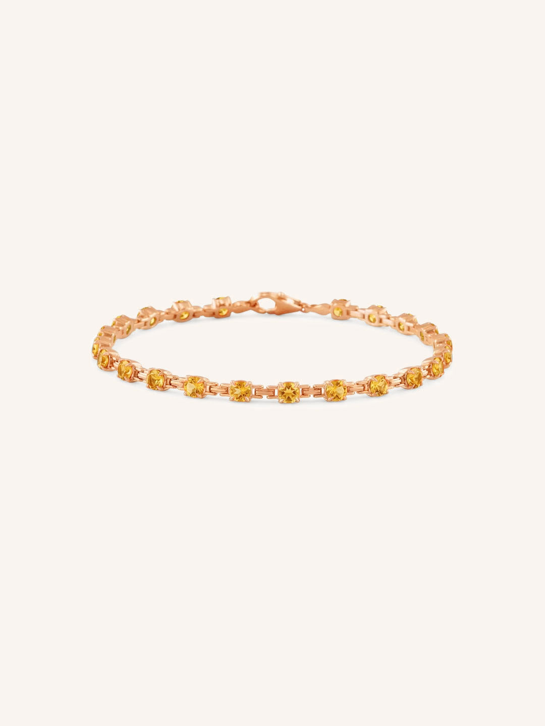 Rose Gold Evelyn Citrine Tennis Bracelet on white background