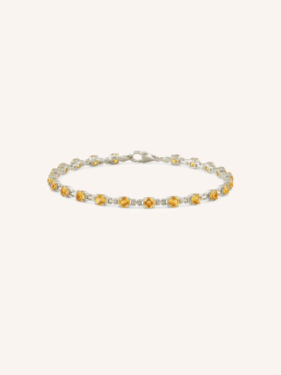 White Gold Evelyn Citrine Tennis Bracelet on white background