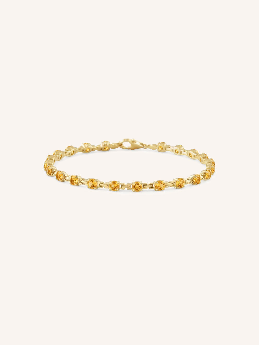 Yellow Gold Evelyn Citrine Tennis Bracelet on white background