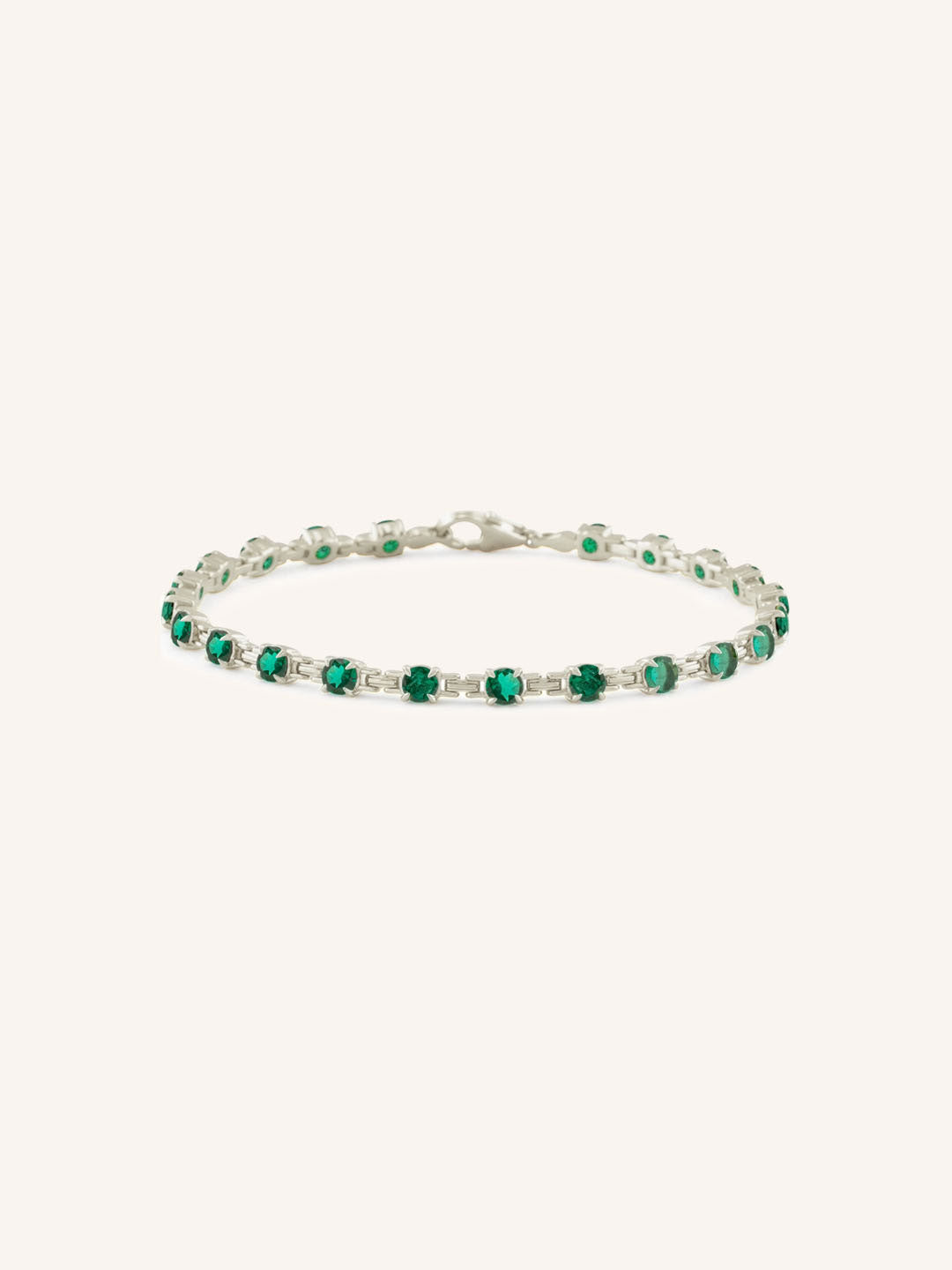 White Gold Evelyn Emerald Bracelet on white background