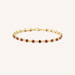Yellow Gold Evelyn Garnet Tennis Bracelet on white background