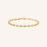 Rose Gold Evelyn Peridot Tennis Bracelet on white background