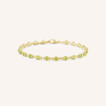 Yellow Gold Evelyn Peridot Tennis Bracelet on white background