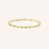 Yellow Gold Evelyn Peridot Tennis Bracelet on white background