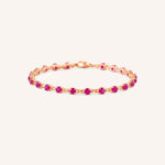 Rose Gold Evelyn Ruby Tennis Bracelet on white background
